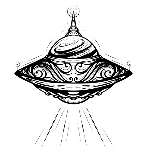 Unknown flying object ufo with decoration Vector Image