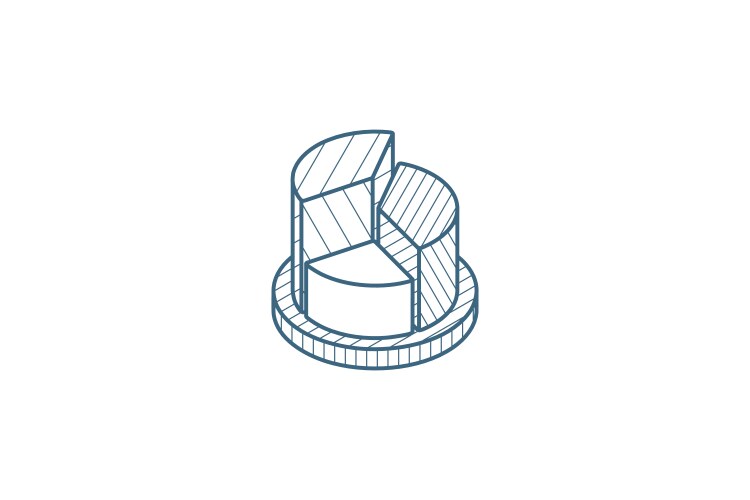 Graph chart pie diagram isometric icon 3d line vector image