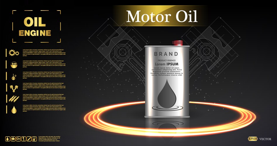 Engine oil advertisement background Royalty Free Vector