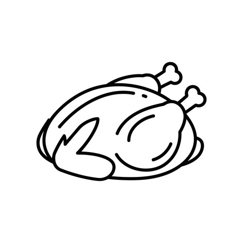 Simple line drawing of a roasted turkey ready Vector Image