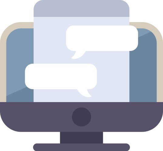 Desktop computer displaying instant messaging vector image