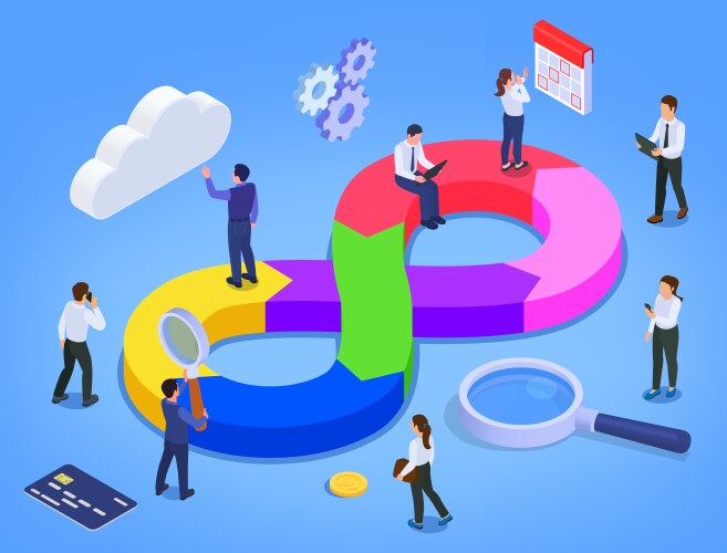 devops infographics isometric vector