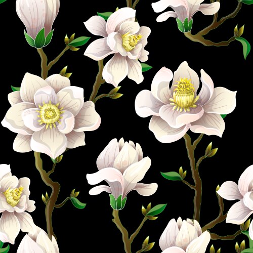 Magnolia Floral Seamless Pattern Vector Image