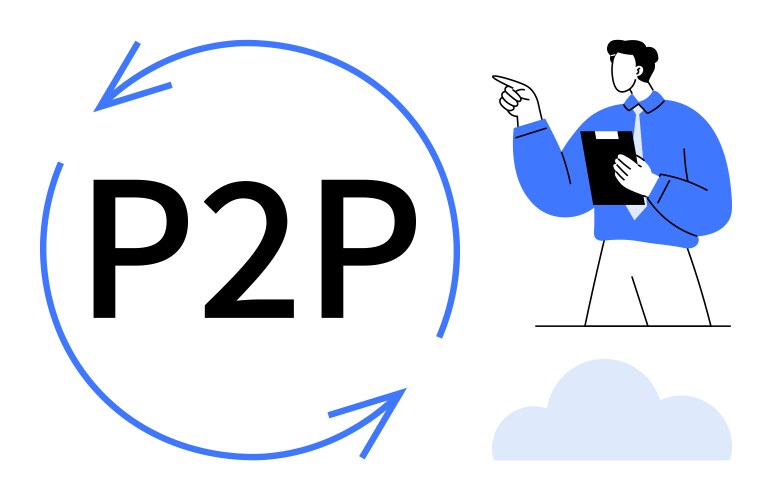 Peer-to-peer concept with circular arrows vector image