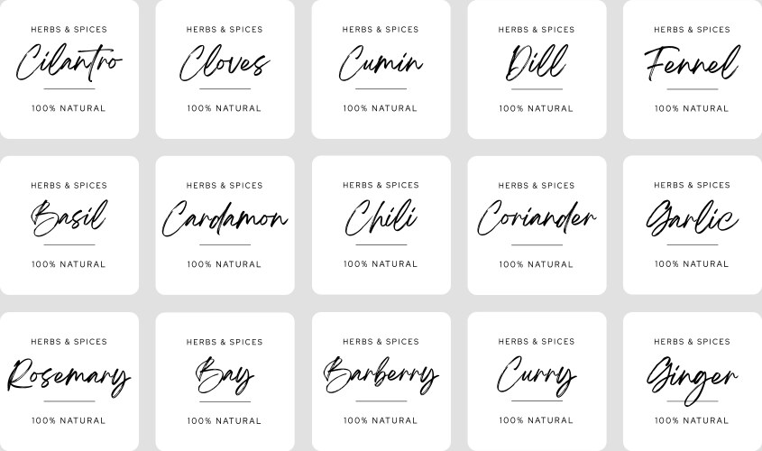 Kitchen pantry labels premade design template Vector Image