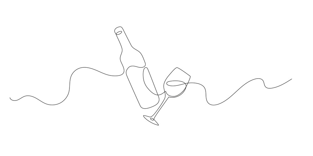 Continuous line drawing of wine bottle Vector Image