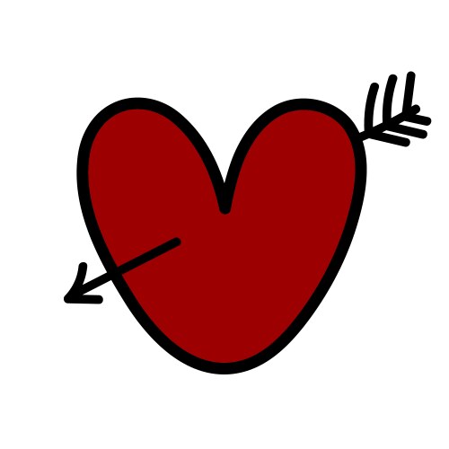 Red heart with arrow Royalty Free Vector Image