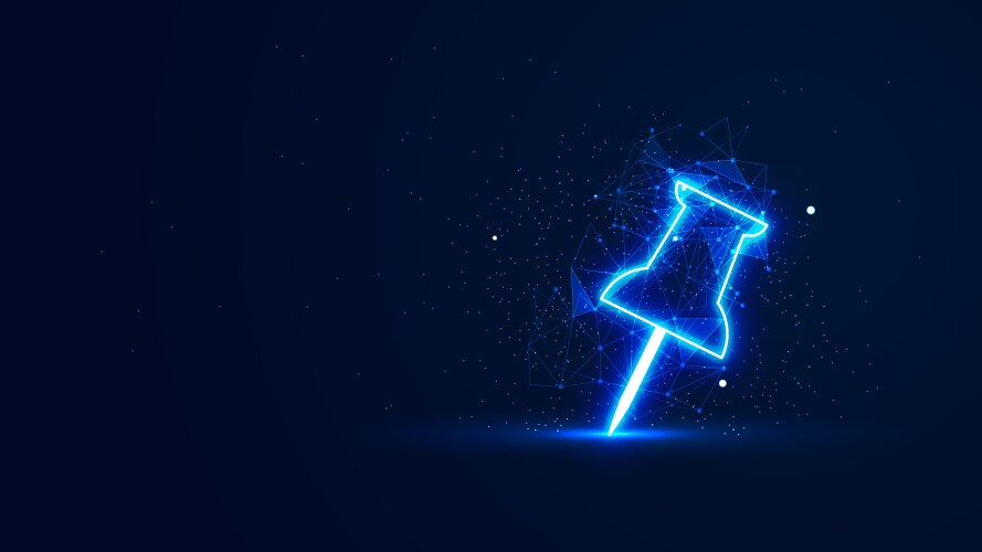 Futuristic glowing push pin with plexus lines vektorbild