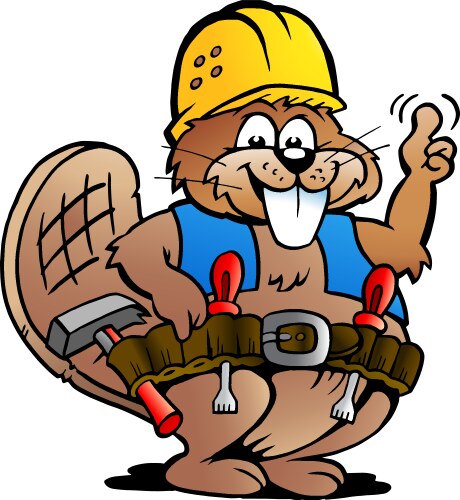 Cartoon Working Beaver Handyman Vector Image