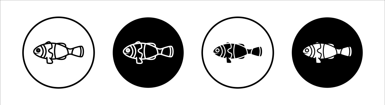 Clownfish flat line icon set thin Vector Image