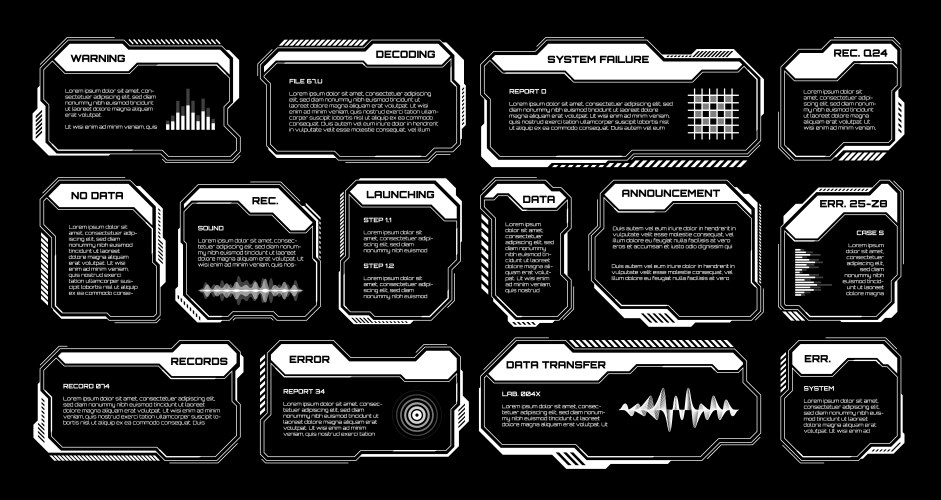 Black futuristic hud ui elements sci-fi user Vector Image