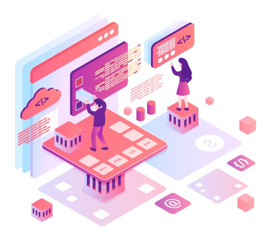 computer programming isometric vector