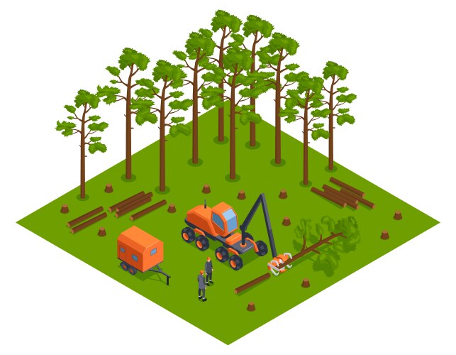 Deforestation lumberjack icon set Royalty Free Vector Image