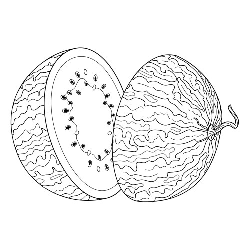 Bitten watermelon slice rind coloring Royalty Free Vector