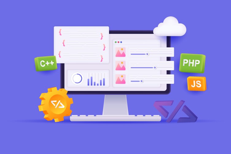 Web Development Icons - Coding & Cloud vector image