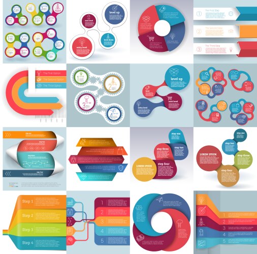 3d infographics templates set business Royalty Free Vector