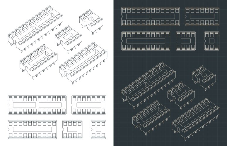 Dip sockets blueprints vector image