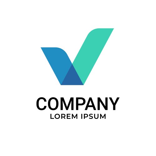 V letter one line colorful logo design template Vector Image