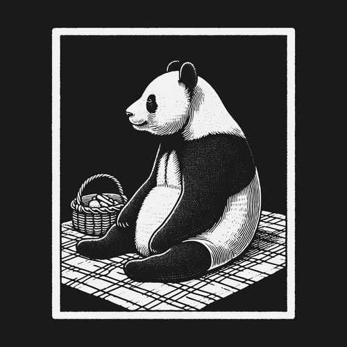 Pensive Panda on Picnic Vector Image