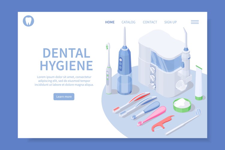 Dental hygiene isometric landing page vector image