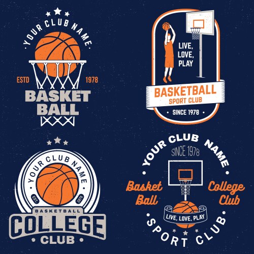 set basketball club badge graphic vector image