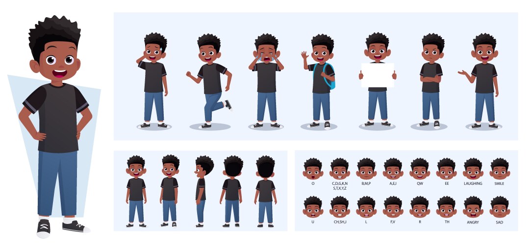 cartoon black boy character constructor vector image