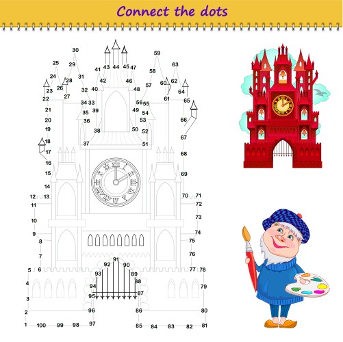 Connect the dots from 1 to 100 and draw Royalty Free Vector
