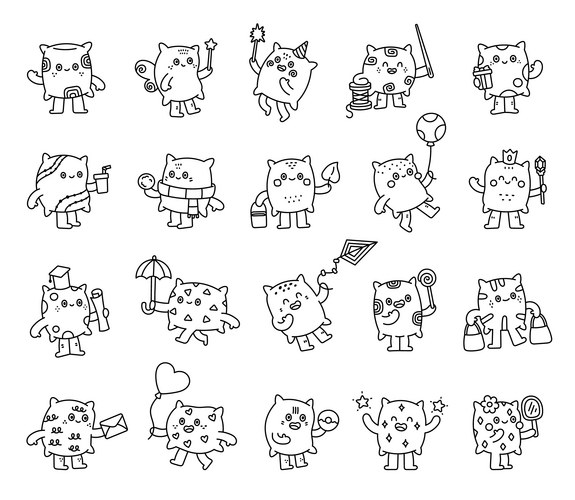 Cute Pillow Character Set Vector Image