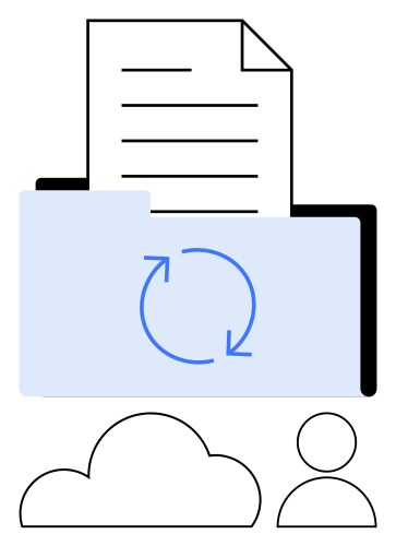 Digital file synchronization process - document vector image