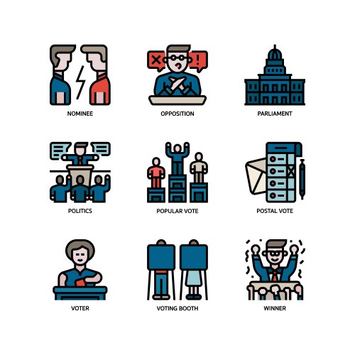 election icons set vector image