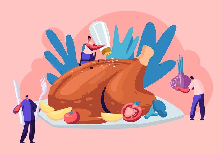 Thanksgiving Dinner - Family Cooking Vector Image