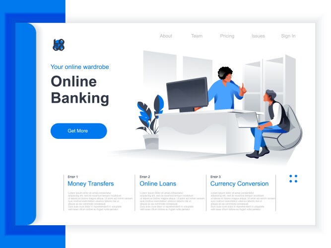 online banking isometric landing page business vector image