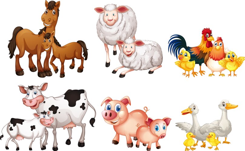 set farm animal vector image