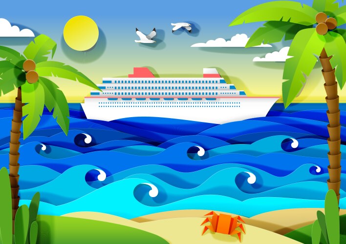 Sea voyage on luxury cruise liner Vector Image
