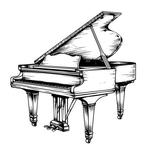 Vintage Grand Piano Sketch Vector Image