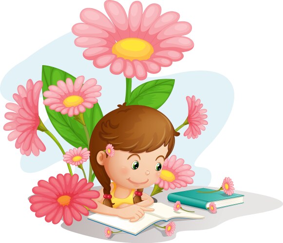 Cartoon Girl Studying Vector Images (over 40,000)