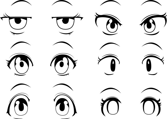 Cute anime eyes in manga style Royalty Free Vector Image
