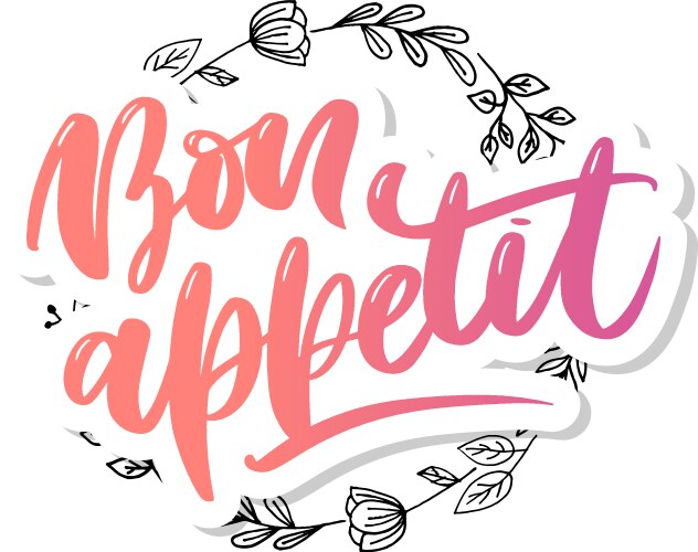 bon appetit hand drawn lettering vector image