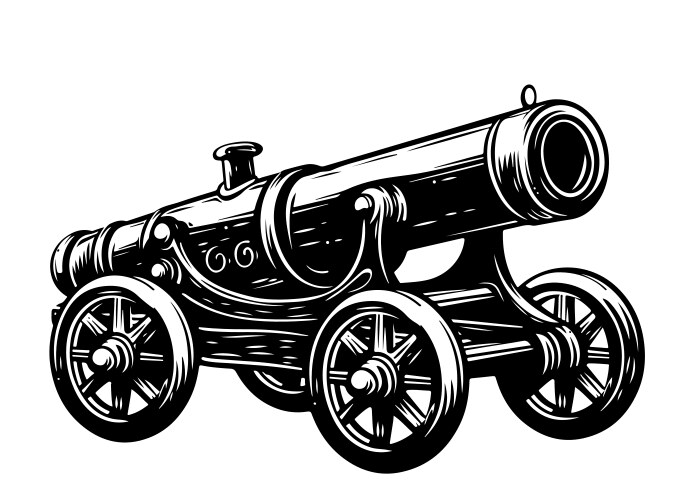 Cannon old vintage sketch hand drawn Vector Image