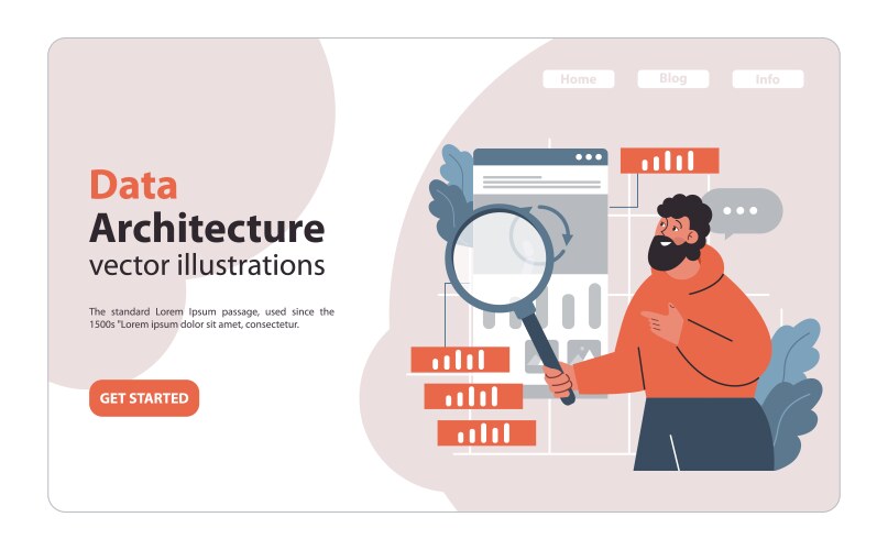 data architecture inspection concept flat vector image