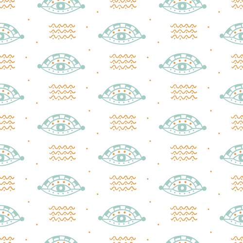Hand drawn boho eyes doodles repeat pattern Vector Image