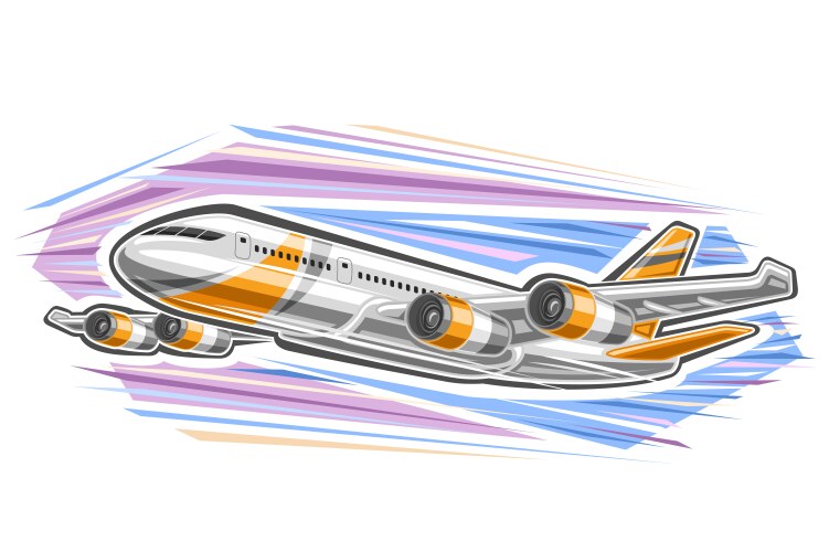 3d white glossy commercial jet airplane take off Vector Image