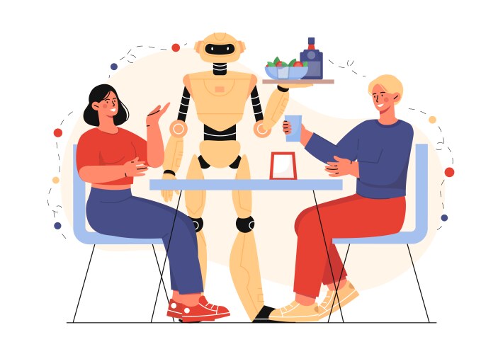 Robot waiter concept vector image