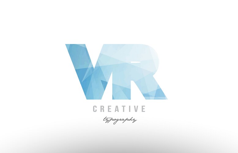 Vr v r blue polygonal alphabet letter logo icon Vector Image