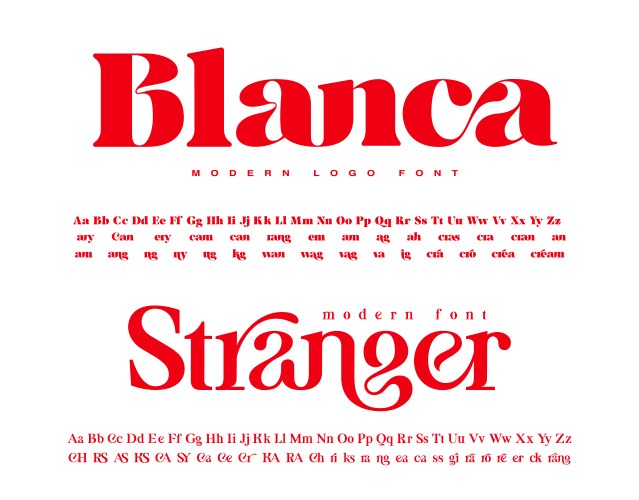 set of moderns serif fonts vector image