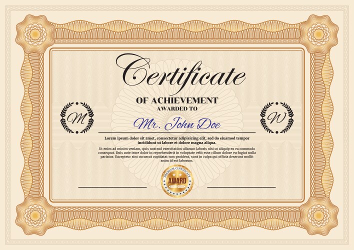 Vintage retro frame certificate template Vector Image