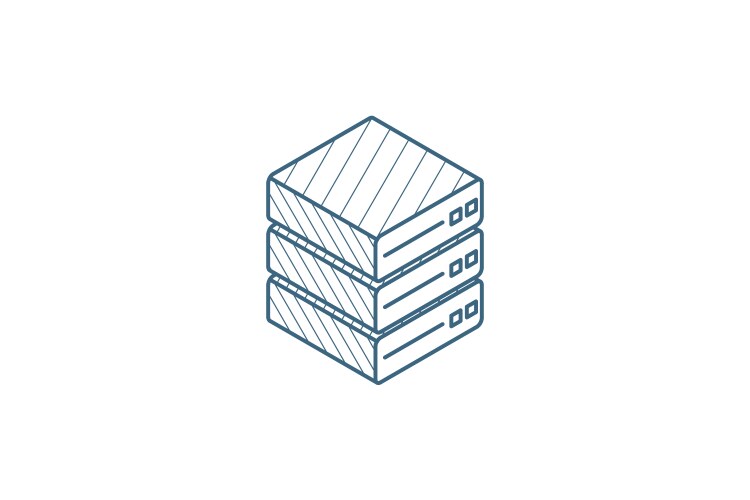 data center server isometric icon 3d line art vector