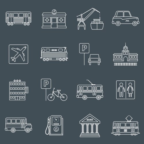 city infrastructure icons outline vector image