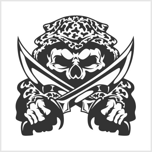 Military Skull Emblem Chevron Vector Image
