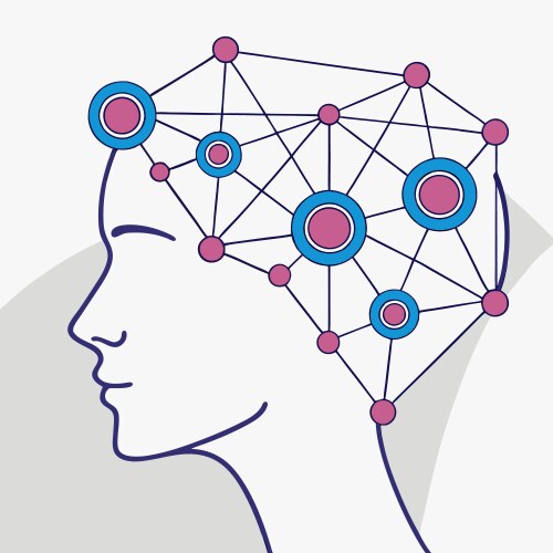 Neural network nodes interconnected pathways vector image